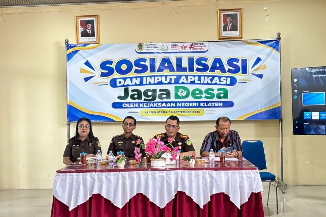 PERKUAT TATA KELOLA DESA, KEJAKSAAN NEGERI KLATEN SOSIALISASIKAN APLIKASI JAGA DESA DI KLATEN UTARA