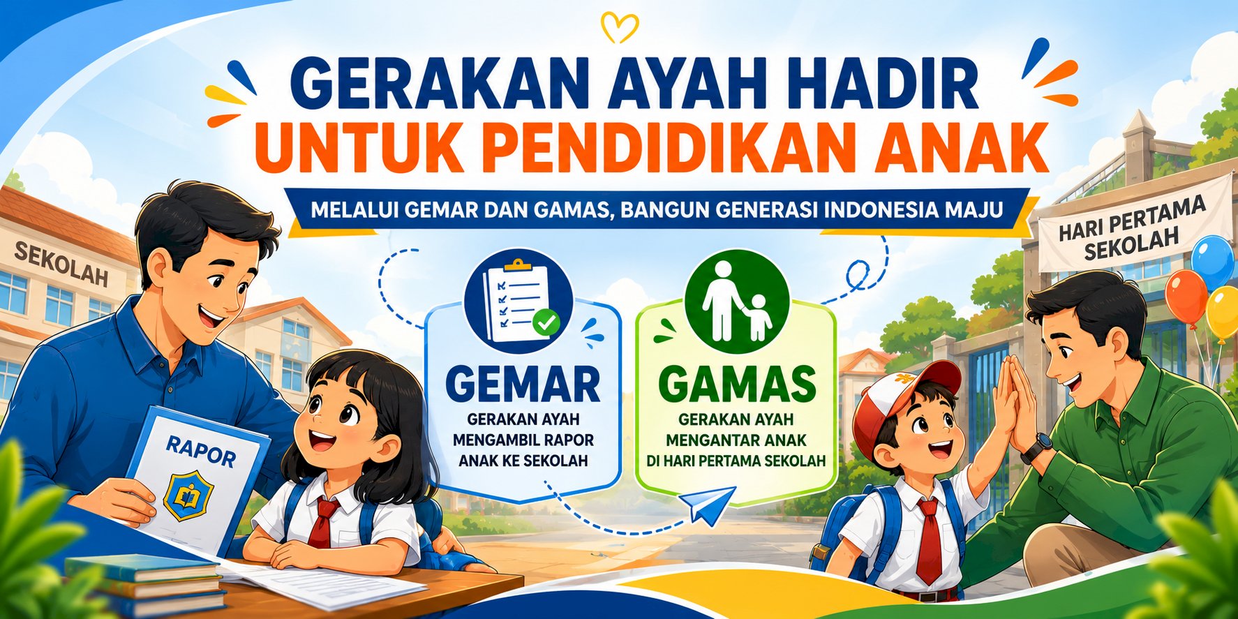 GERAKAN AYAH HADIR UNTUK PENDIDIKAN ANAK MELALUI GEMAR DAN GAMAS, BANGUN GENERASI INDONESIA MAJU 