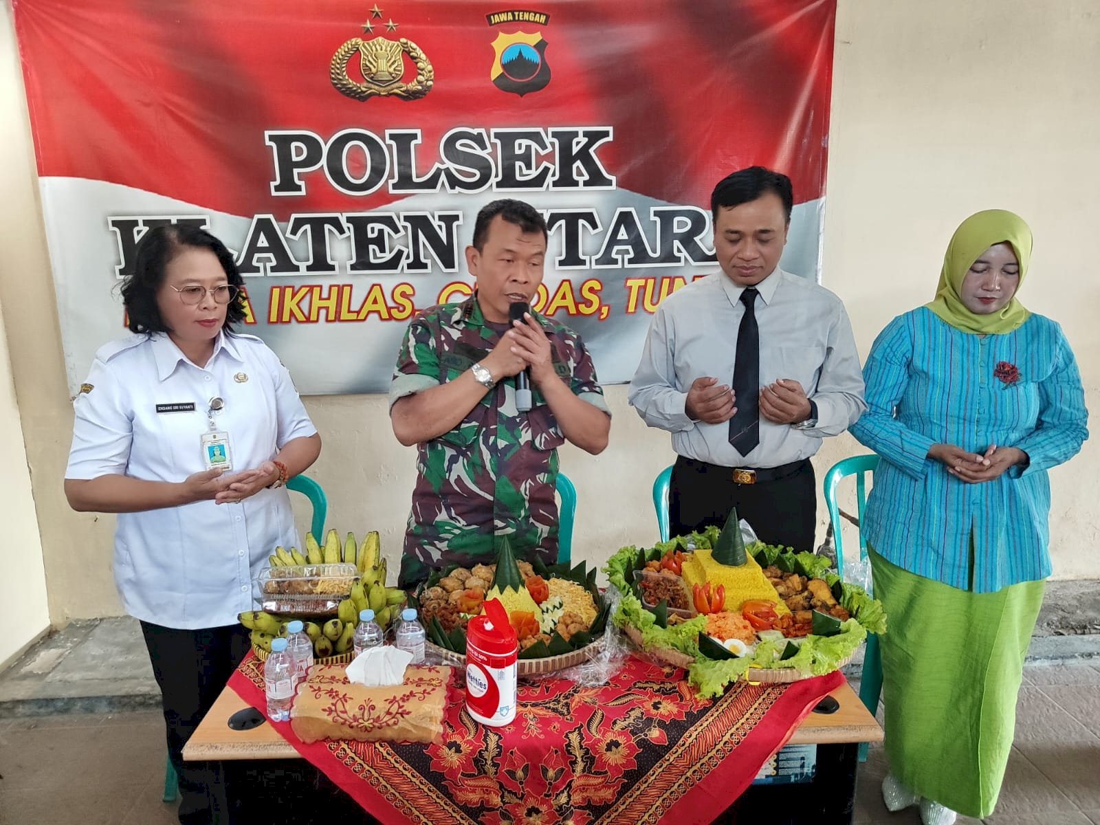 SINERGI FORKOPIMCAM KLATEN UTARA WARNAI SYUKURAN HARI BHAYANGKARA KE-80 DI POLSEK KLATEN UTARA
